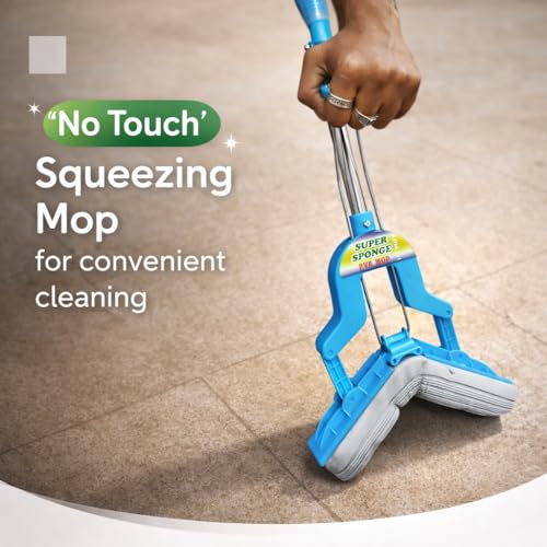 Image of ARICO PVA Sponge Mop for Floor Cleaning with 110 cm Adjustable Telescopic Stainless Steel Handle, Self-Wringing Squeeze Mop, Super Absorbent Mop for Kitchen, Bathroom & Home (ARM 111)