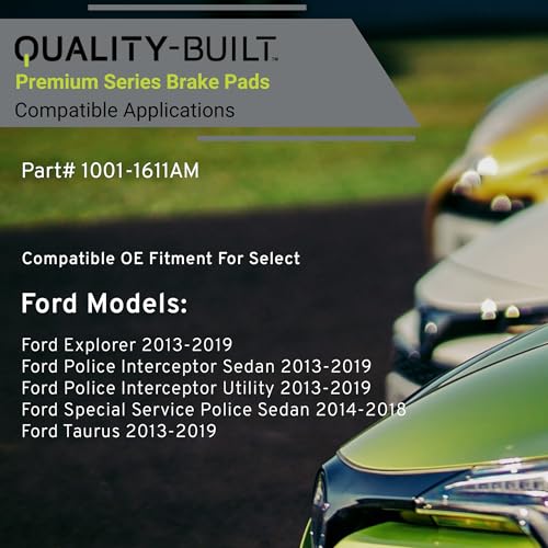 Image of QUALITY-BUILT Front Semi-Metallic Brake Pads, Premium 1001-1611AM, Compatible with 2013-2019 Ford (Explorer,Police Interceptor Sedan,Police Interceptor Utility,Special Service Police Sedan,Taurus)