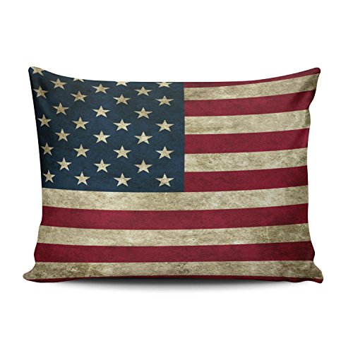 SALLEING Custom Fancy Plush American Flag Pride Decorative Pillowcase Pillowslip Throw Pillow Case Cover Zippered One Side Printed 12x18 Inches