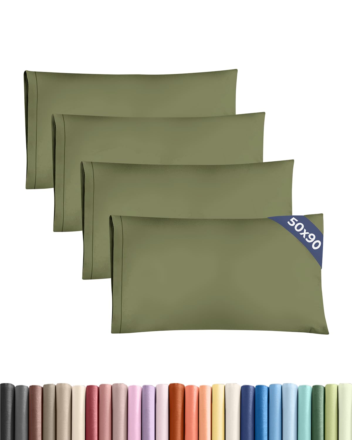 CGK 4 Pack King Size Sage Green Pillow Cases 50x90 cm with Envelope Closure - Brushed Microfiber - Soft, Wrinkle & Fade Resistant - Breathable, Hypoallergenic & OEKO-TEX Standard 100 Certified