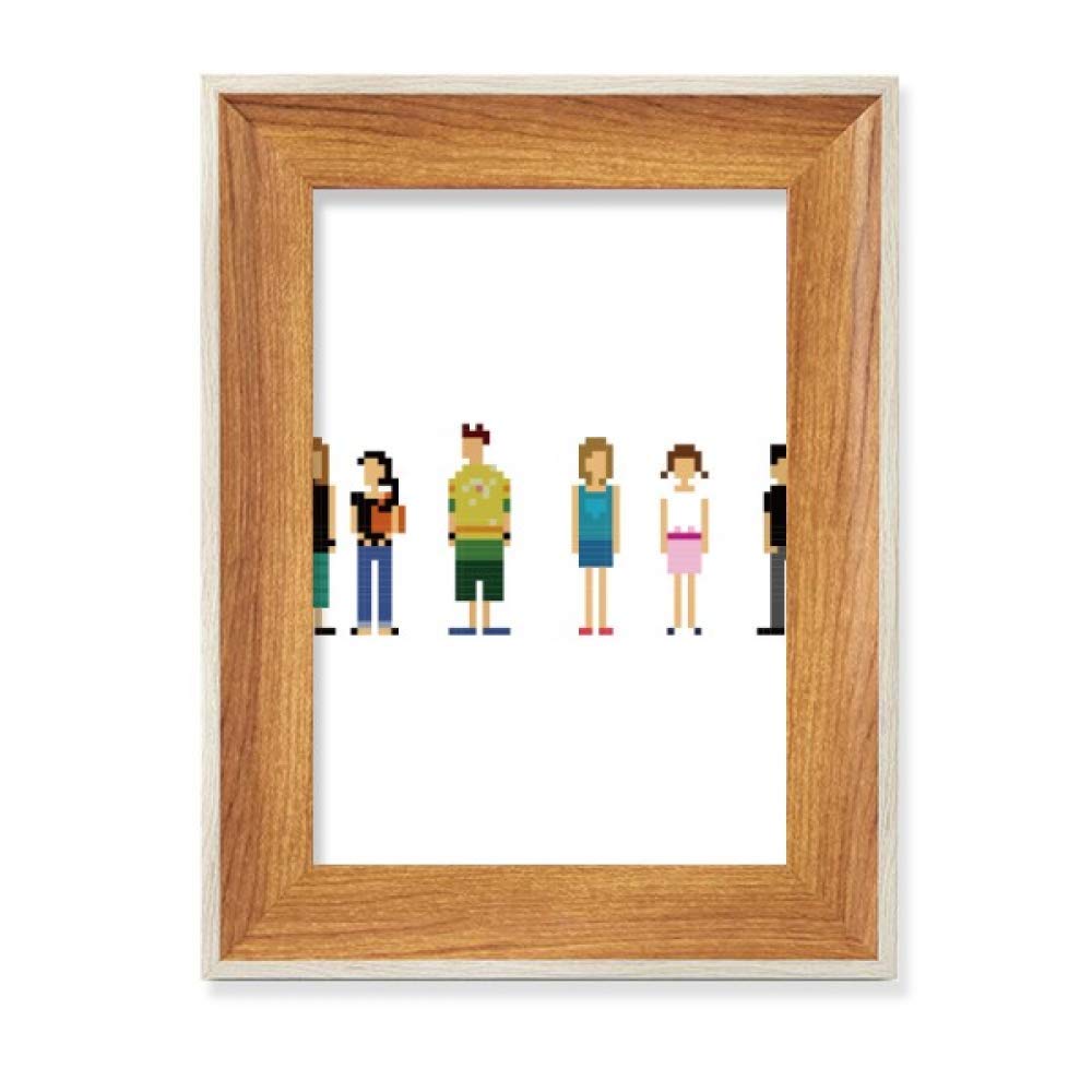 Cadre de Photo en Bois Pixel Art pour Bureau et Peinture de Style Rétro