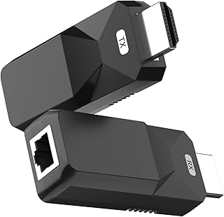 HDMI Extender Over Cat5e/6 Up to 164Ft(50m), HDMI Over Ethernet 1080P@60Hz, 3D Full HD Lossless Transmit, Support EDID and POC Function (Transmitter and Receiver)