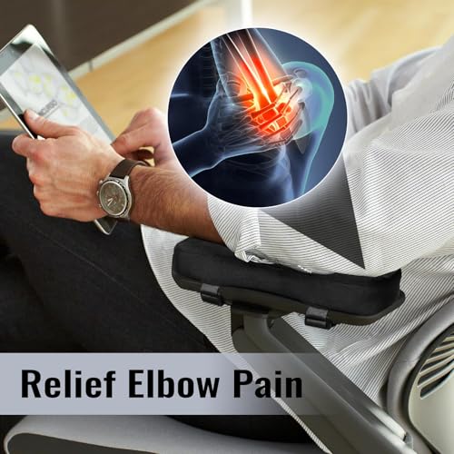 Qaestuan 2 Pcs Satz Armlehnen Polster, Stuhl Armlehne Pads, Ergonomische Armlehnenpolster, mit Memory Foam, Bürostuhl Armlehnen Polster, für Schreibtischstuhl Gaming Stuhl Rollstuhl (Schwarz)