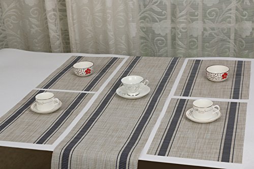 Compatible Placemats Table Runner,Wangchao 1 Piece 12X71 Crossweave Woven Vinyl Table Runner Easy To Clean Indoor/Outdoor Table Runner (Navy Blue Table Runner) #TOP6