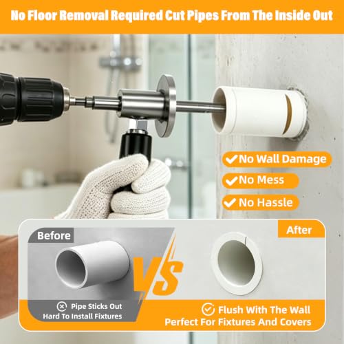 Inside Pipe Cutter for PVC Pipe Cutter - PVC Pipe Cutter Tool for Drill Adjustable Depth Handle with Diamond Wheel for Cuts in Plumbing & DIY by BURMONG - Used condition - Image 6