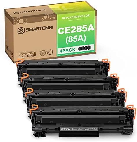 S SMARTOMNI 85A CE285A Compatible Toner Cartridge Replacement for HP CE285A 36A CB436A 35A CB435A Canon 125 CRG-125 use for HP P1109w M1212nf M1217nfw P1002 P1006 M1522 Canon MF3010 Black 4 Packs