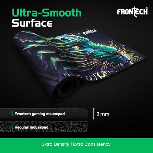 Image of FRONTECH Premium Extended Gaming Mouse Pad | Anti-Slip Rubber Base | Water & Spill Resistant | Stitched Edges | Ultra-Smooth Surface for Gaming & Office (MSP-0060 Green)