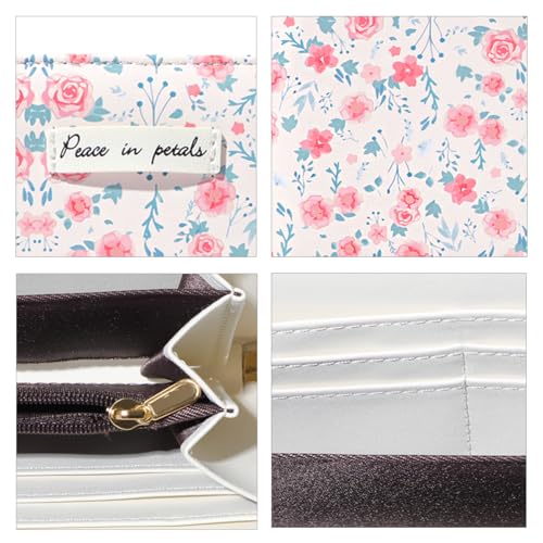 Sunwel Fashion Floral Clutch Wallet for Women Vintage Patchwork Ditsy Flowers Zipper Around Credit Card Wallet (PINK)4