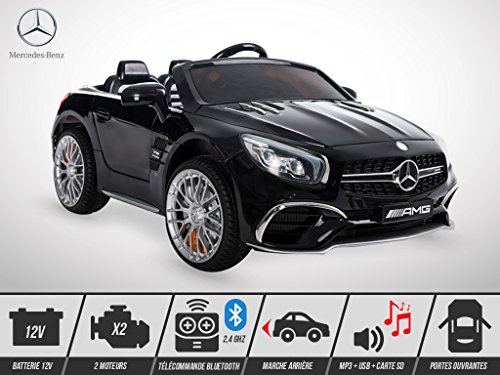 KINGTOYS - Coche eléctrico infantil Mercedes SL 65 AMG 70 W, color negro
