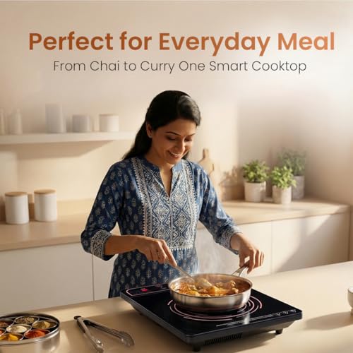 Image of OTEK Induction Cooktop | Portable Electric Stove with Touch Panel | 8 Preset Modes, 11 Power Levels | Timer, Safety Lock & Fast Heating | 2200W Easy to Use (CookMaster)