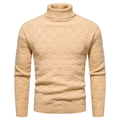 Manteau en laine kaki pour homme avec col roulé hivernal haut de gamme