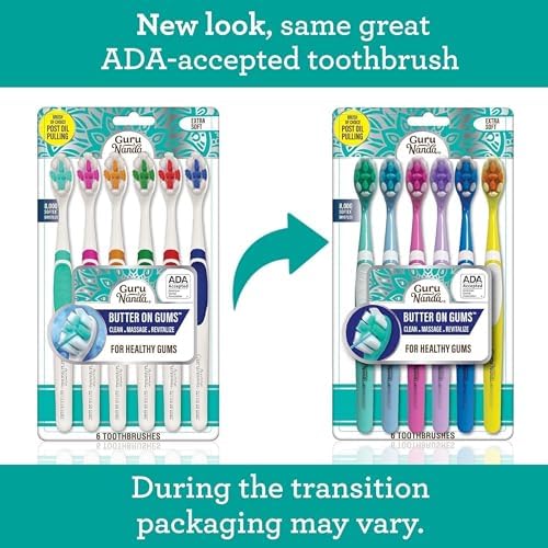 gurunanda butter on gums toothbrush ada accepted with 8000 ultra soft softex bristles for sensitive amp receding gums perfect for whiter teeth 6 ct