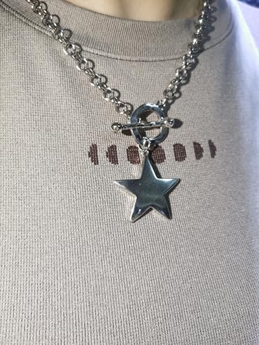 Chunky Statement Star T Bar Chain Necklace Toggle Chain Choker Star Pendant Necklace Gift for Woman Man2