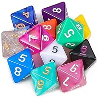 QMAY 12 Stück Polyedrisch Würfel Set, Tisch Spiel Würfel für Dungeons and Dragons DND RPG MTG, Zufällige Farbe (D8)
