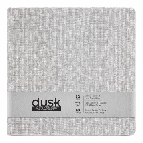 Image of Anupam Dusk Grey Toned Watercolour Paper - Cold Pressed, Hardbound Book, 225 GSM, 60 Sheets, 20cm x 20cm (Square)