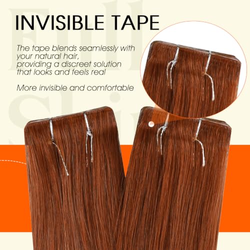 Image of Full Shine Injected Tape in Hair Extensions, Copper Flame 22 Inch