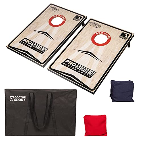 Serie professionale Cornhole Doppia 90x60cm con 8 Bean Bags, legno nero