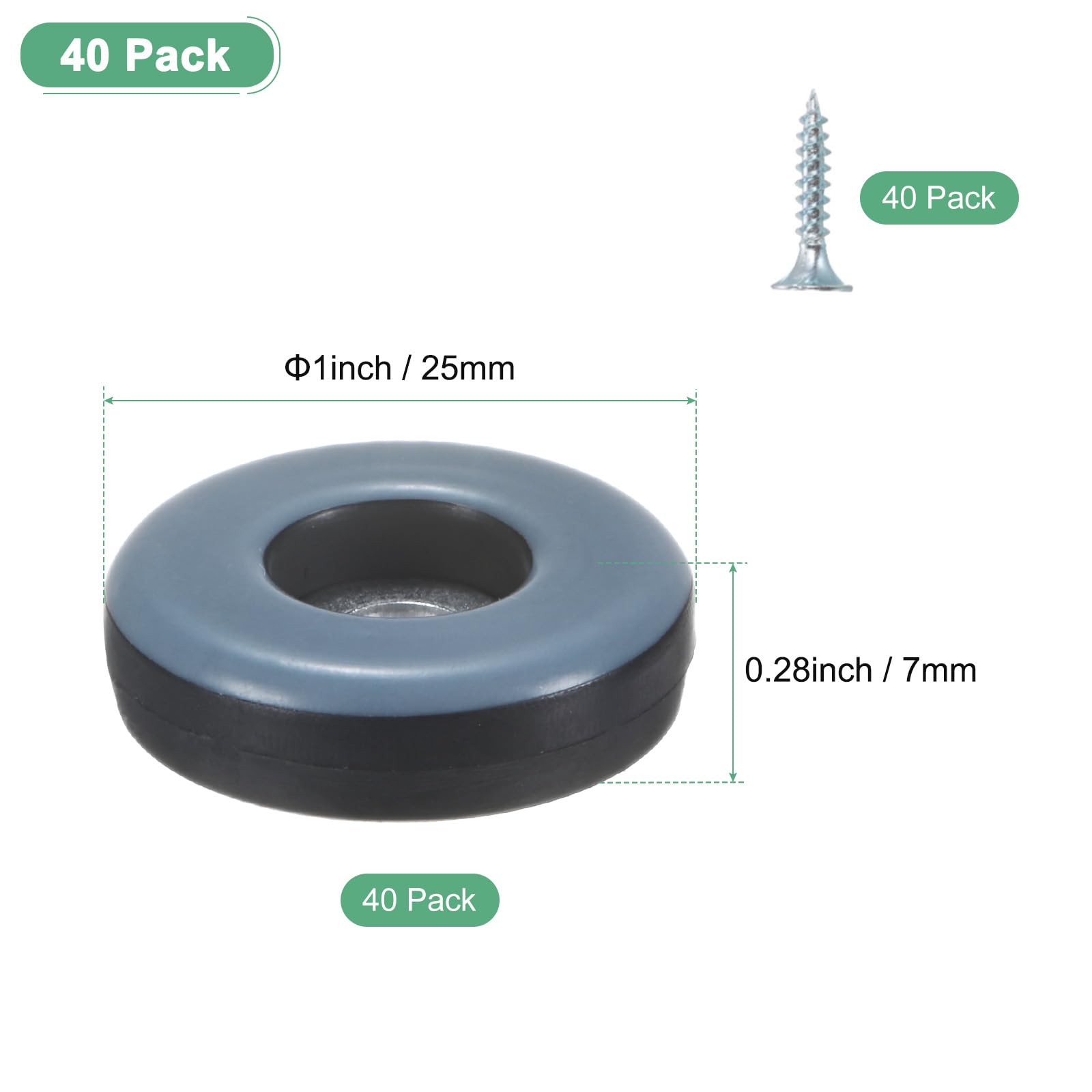 M METERXITY 40-Pack Screw on Furniture Glides Sliders - Image 2
