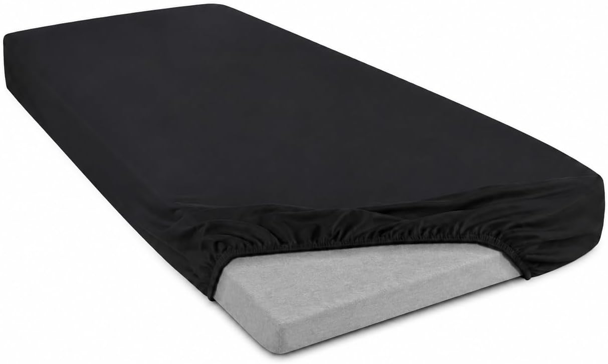 MINIPANDA Black Fitted Sheet Compatible with Trifold Mattress (Twin,4'') | Soft, Breathable Microfiber Folding Mattress Fitted Sheet (Sheet Only) 75''x38'', Fitted for Camping, RVs Bunk, Guest Beds