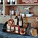 Wooden Liquor Bottle Display Shelf, Coffee Syrup Rack Organizer, 2 - Step Countertop Wine Rack, Rustic Mini Bar Cabinet, Home Retro Bar Shelf Stand for Liquor Whiskey, Spirits (Black)