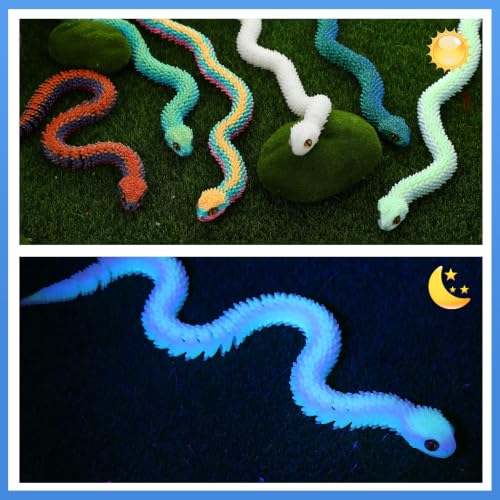 Image of 12Pcs 12in 3D Printed Snake Toys Flexible 3D Printed Animals