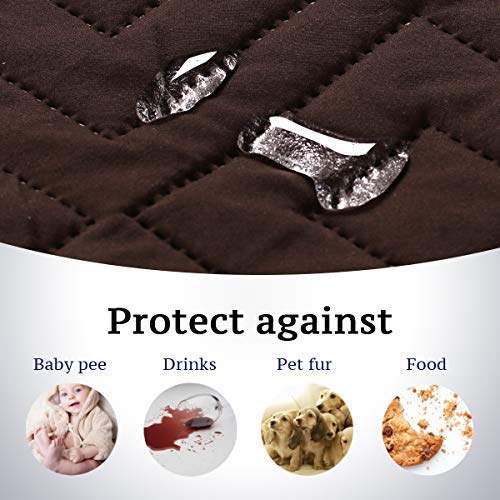 H.versailtex Reversible Loveseat Cover Furniture Protector Anti-Slip Water Resistant 2 Inch Wide Elastic Straps Couch Covers Pets Kids Fit Sitting Width Up To 46"(Love Seat: 75" X 90", Brown/Beige) #TOP2