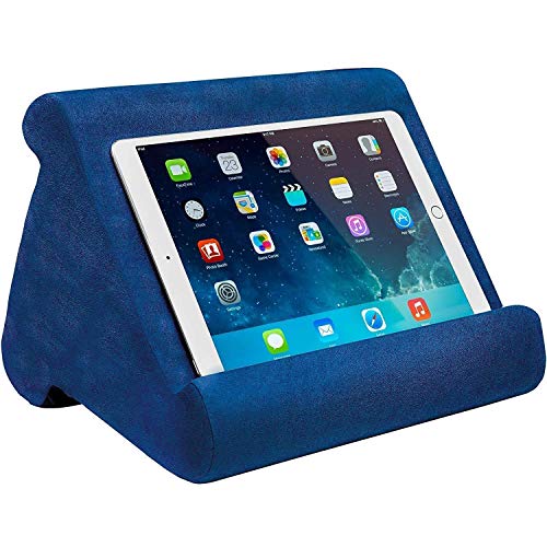 Tablet Pillow Stand - Tablet Holder Dock for Bed with 3 Viewing Angles, Compatible with iPad Pro 9.7, 10.5,12.9 Air Mini 4 3, Kindle, Galaxy Tab, E-Reader (Blue)