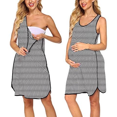 Ekouaer Women's Sleeveless Nursing Nightgowns Breastfeeding Sleepwear Loungewear Labor Delivery pyjamas Gown(Black,Large) Cover