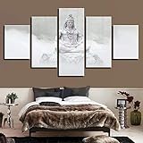 Myrdsio Impression sur Toile 5 Parties Image Imprimée sur Toile Méditation Ganga du Troisième Œil du Seigneur Shiva Peinture Décoration Murale 150×80Cm Artwork Peinture sans Cadre