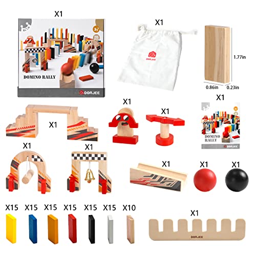 Dorjee Domino Rally Game Set, 115Pcs Wooden Dominoes With Machines For Kids Age 4-8, Bulk Dominoes Racing Tile Games With Storage Tray And Bags #TOP6