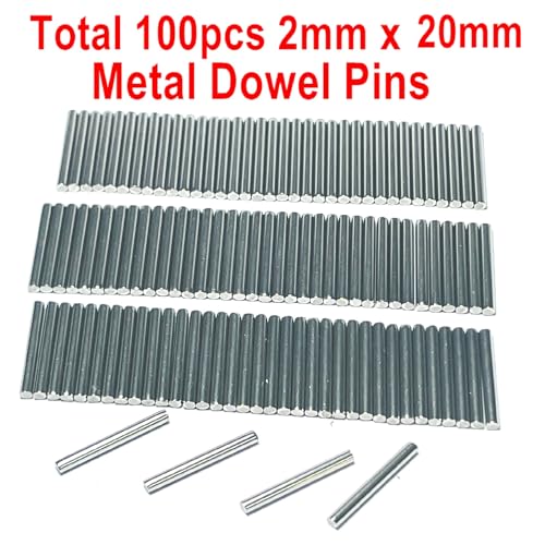 ZDingTech 100pcs 2mm x 20mm Dowel Pins Metal Dowel pins M2 2mm Shelf Pegs,Support Shelves,2mm x 20mm Metal Rod.304 Stainless Steel Wood Bunk Bed pegs - Thumbnail 2