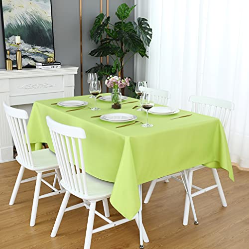 Image of FOLINS&HOME Apple Green Rectangle Waterproof Tablecloth, 60 x 120 Inch | Wrinkle Free Polyester Table Cloths, Spillproof Heavy Duty and Washable Table Cover for Party, Banquet - Rectangular /Oblong