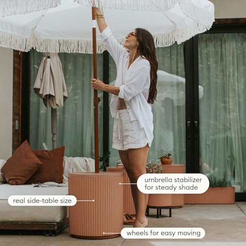 Image of Veradek Umbrella Side Table - Outdoor Patio Table with Umbrella Hole