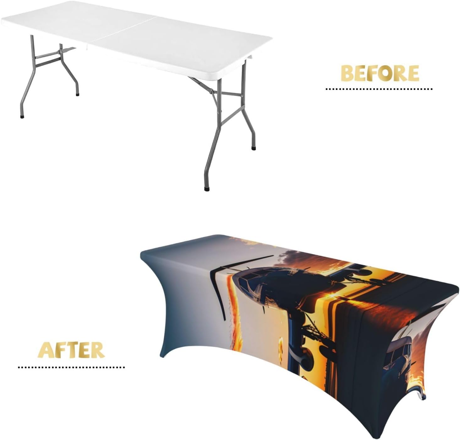 Aircraft Plane at Sunset Print Table Cover Rectangular Tablecloth for 6-Foot Tables for Wedding Banquets Outdoor