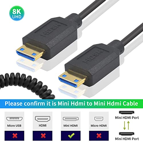 Dutttek 8K Mini HDMI to Mini HDMI Coiled Cable, 48Gbps Mini HDMI 2.1 Cable - Image 2
