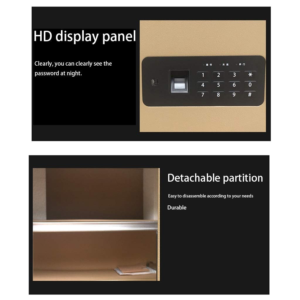 RLKHXBS Caja de Seguridad Safes Fireproof Digital Alarma incorporada Box de Dinero de Doble pisado Moneda Caja de Almacenamiento en Efectivo Gold35 * 25 * 25cm Safox