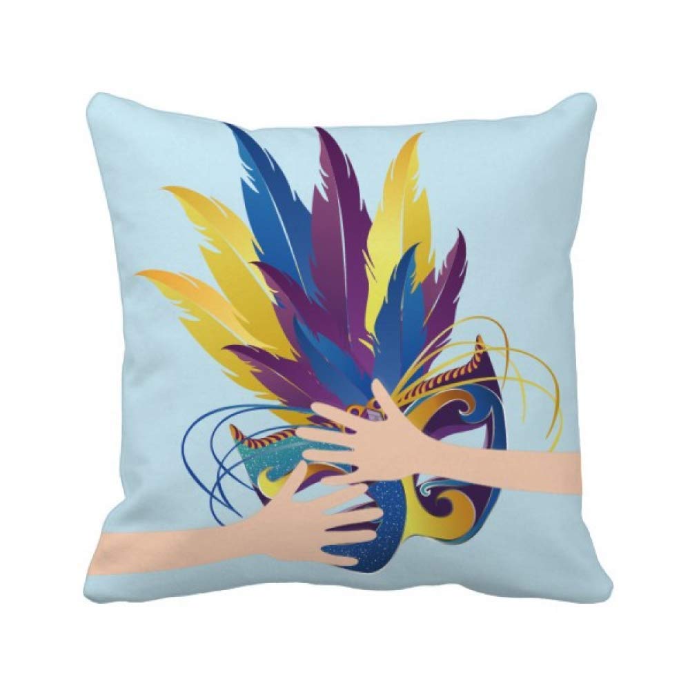 Masque de Venise bleu housse de coussin pour une ambiance salon chic et cosy