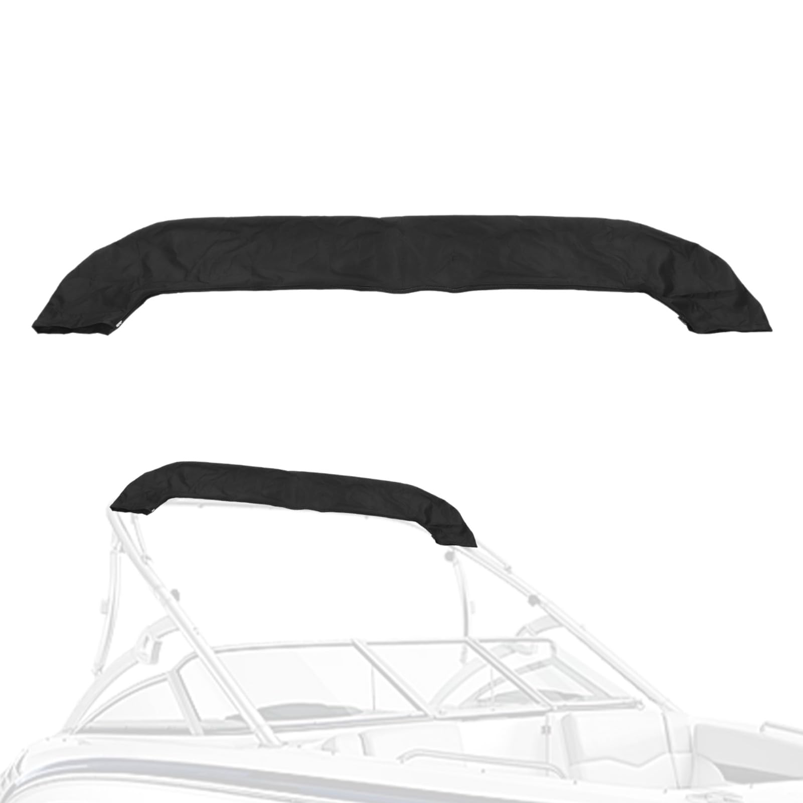 HERCHR Bimini Top Cover, Copertura di Ricambio per Bimini Top Tessuto Oxford Pieghevole Antipioggia Impermeabile Parasole per Barca Attrezzatura Nautica per Pioggia e Ombreggiatura Solare (Nero)