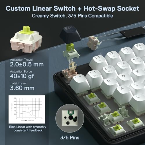 Image of Redragon K761 Wireless Gasket Gaming Keyboard w /Hype Screen & Knob, 104 Keys Mechanical Keyboard, Easy-Control 1.26' TFT Info Display, 5-Layer Noise Dampening, Custom Linear Switch, Abyssal Blue