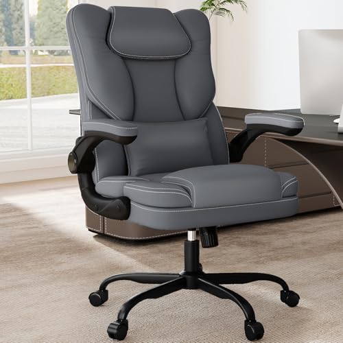Ergonomic Office Chair with Flip-up Armrests 300lbs,Middle-Tall Computer Office Desk Chair with...