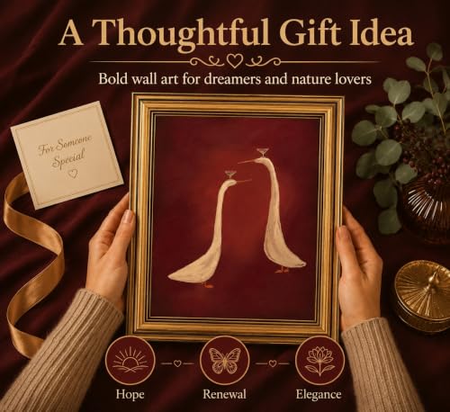 Image of Gold Framed 3D Textured Wall Art, Red Martini Duck Canvas Prints, Minimalist Cocktail Animal Pictures Decor, Funny Rustic Bar Cart Artwork for Kitchen Dining Room Living Room 9x11inc