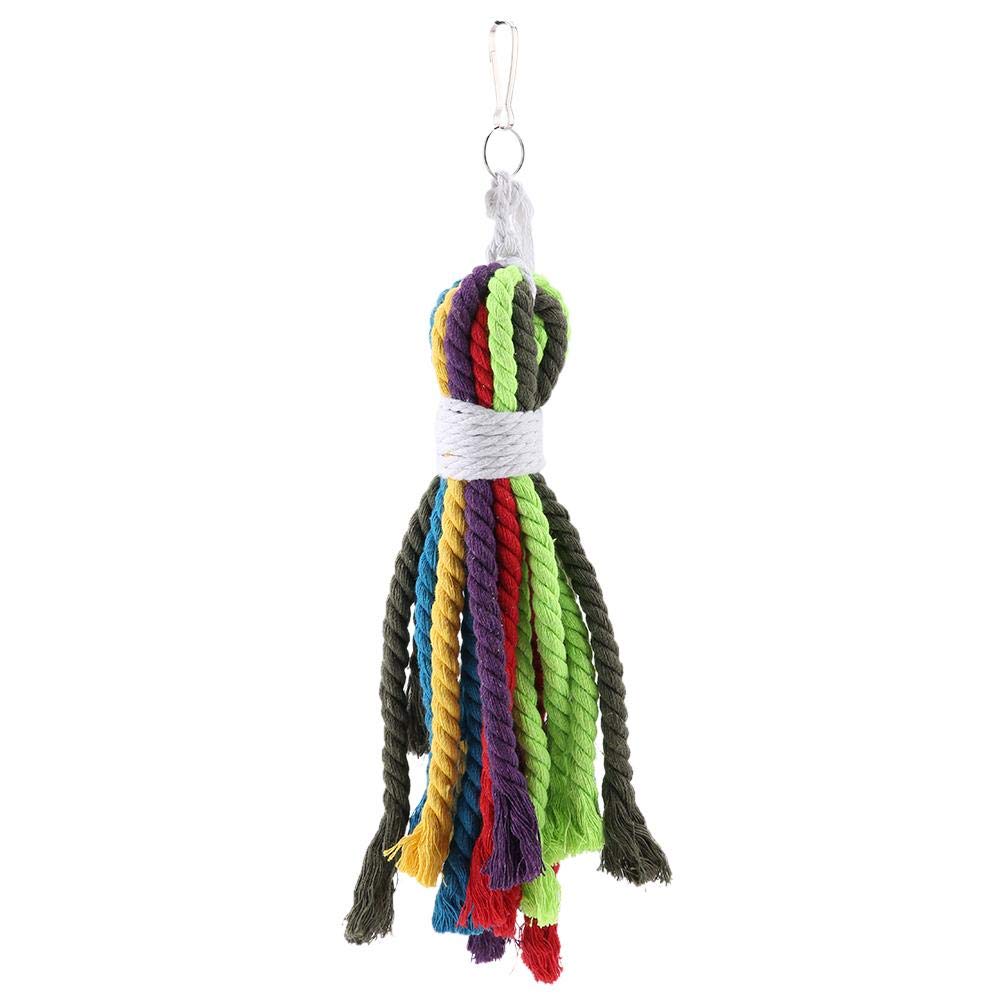 Parrot Rope Toys, 11.8in Colorful Cotton Rope Shredder Hanging Toy for Cockatiels Cockatoos Conure Lovebird Macaws Parrots Small Medium Large Birds