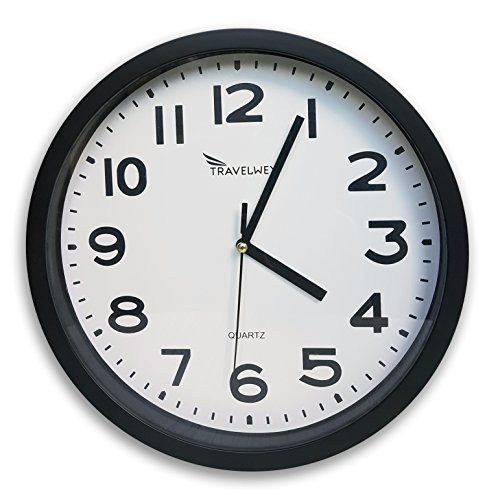Travelwey Home Wall Clock Battery Operated, No Bells, No Whistles, Simply Hang and Go, Silent and Non Ticking, Glass Front Wall Clocks, Big Bold Digits