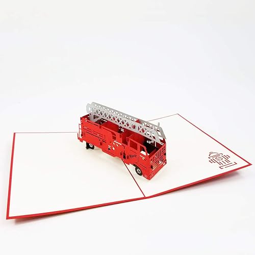 Miniatura 5 de Camión de bomberos - Tarjeta desplegable 3D para el día del padre, tarjeta desplegable de feliz aniversario, regalo de cumpleaños, tarjeta de camión