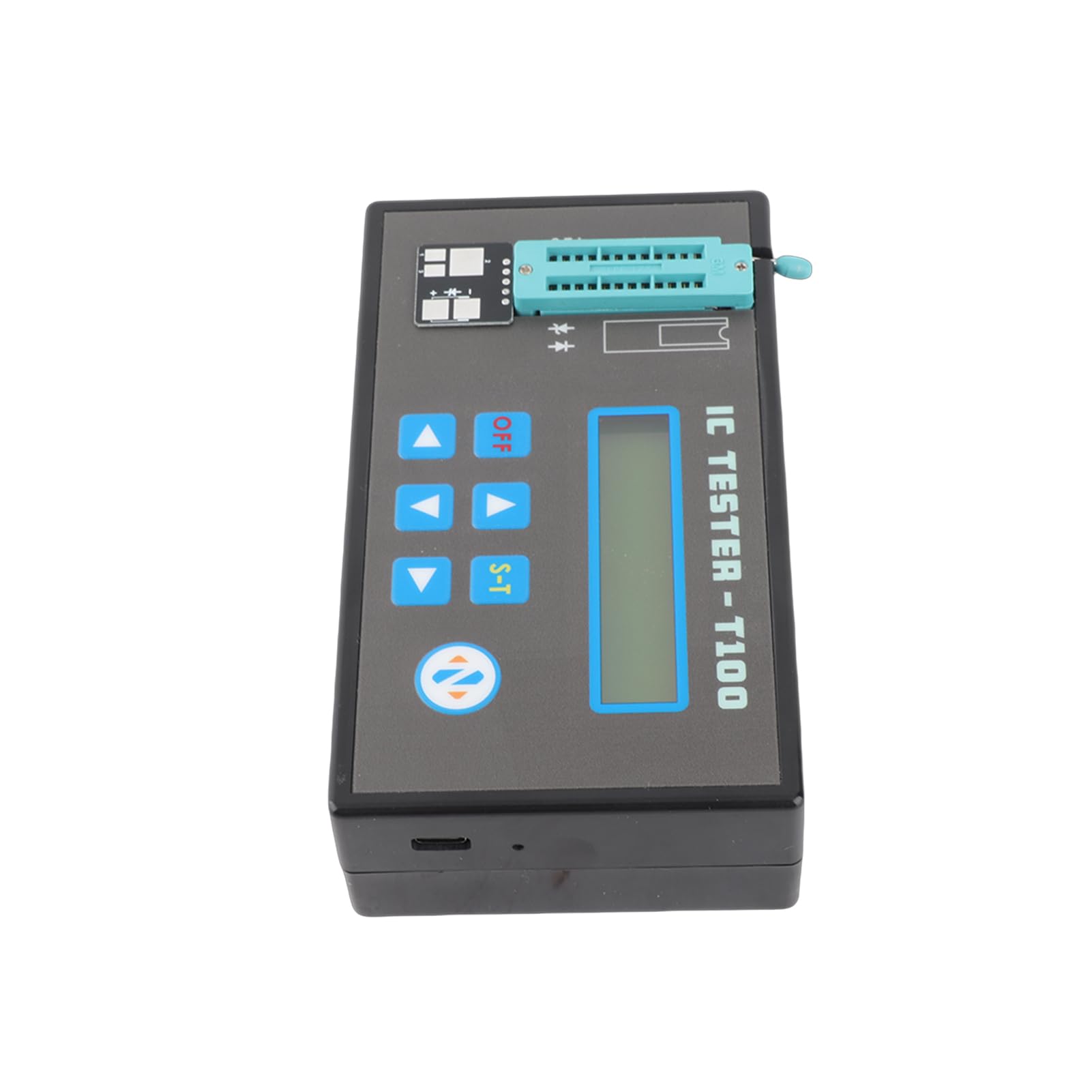 FTVOGUE Tester per Circuiti Integrati, Tester per Chip Multifunzione ABS con 2 Basi, Test Chip Logici Transistor Diodi Amplificatori Operazionali, Strumento Portatile Ricaricabile da 800 MAh per (Un