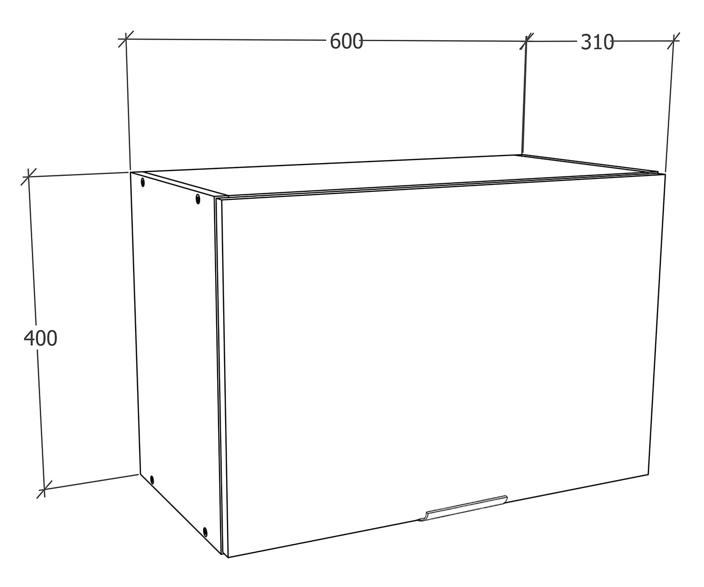 VCM Küchenschrank hängend | Maße ca. H. 40 x B. 60 x T. 31 cm | Hängeschrank mit Klapptür | Dunstabzug | Küchenmöbel – Fasola Weiß
