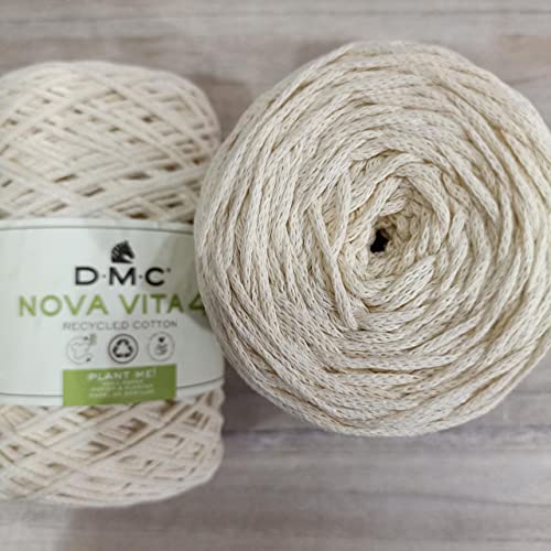 DMC Eco Vita 4, White Crochet Knitting Macrame Yarn, 250g, Cream