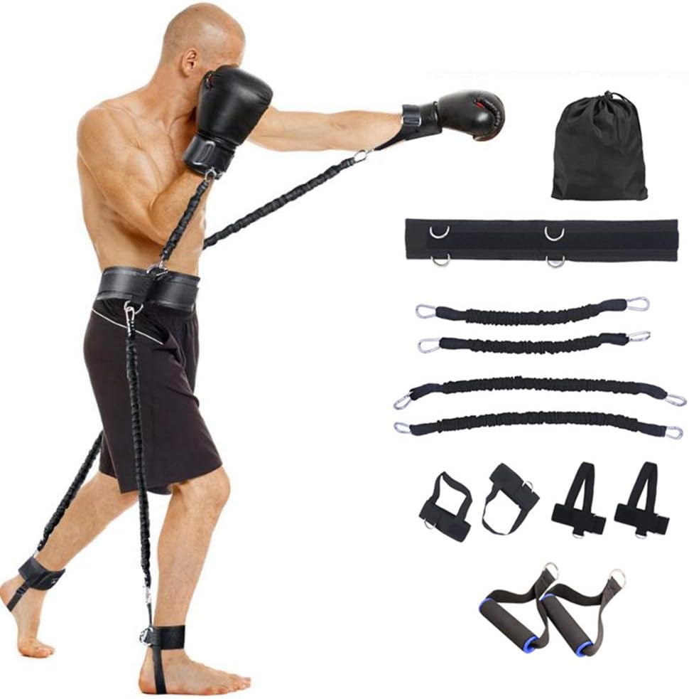 GYFHMY 100 Lbs Full Body Speed and Agility Resistance Bands Trainer - Leg Strength Training Set Explosive Power, for Vertical Jump Squat Boxing, with Carry Bag