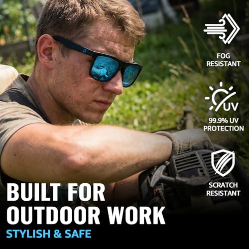 Image of TJUTR ANSI Z87.1 Safety Sunglasses for Men Polarized Square Sun Glasses