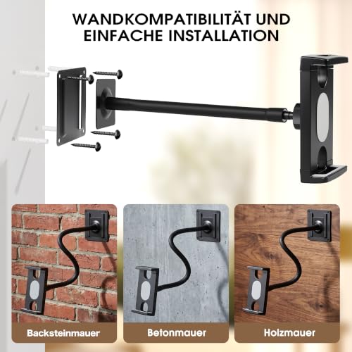 Image of Tablet /iPad Wall Mount Holder With 3*Universal Bases Easily Switch Scenario | Gooseneck 360 Rotating Metal Tablet Wall Mount,iPad Wall Mount,4-13 iPad Pro Air /Smartphone /eReader /Kindle Fire /Galaxy Tab